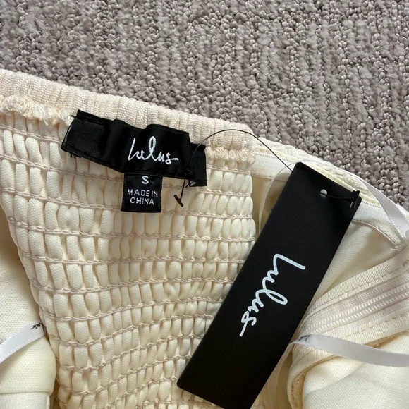 Lulus Expression Cream Jacquard Strapless Bustier Romper NWT Size Small - Picture 5 of 5